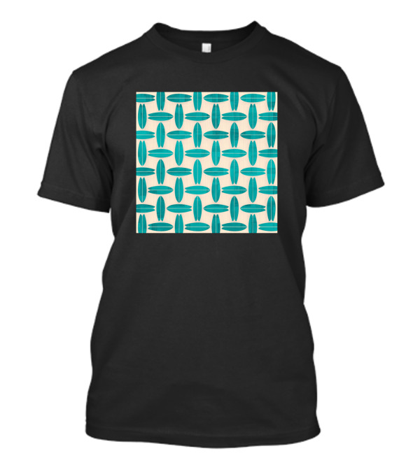 Teal Surfboard Pattern On Square T-Shirt