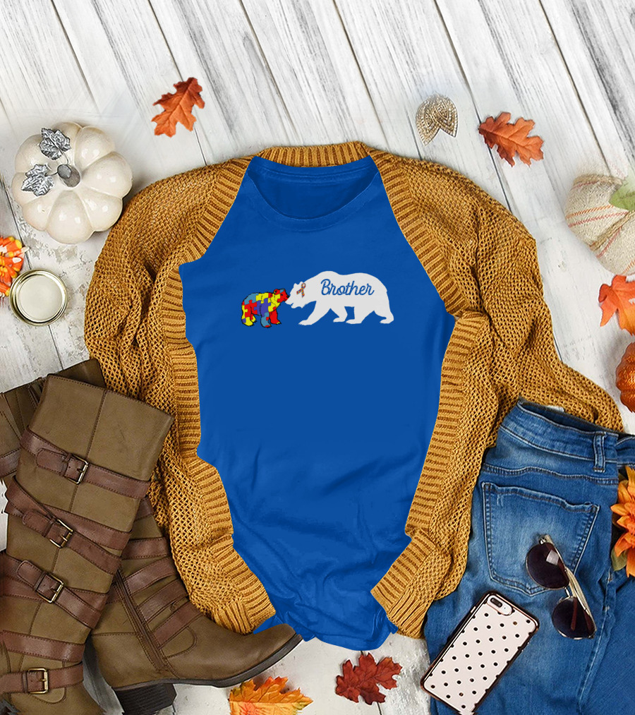 Brother Bear Autism Awareness Puzzle Piece Bear T-Shirt