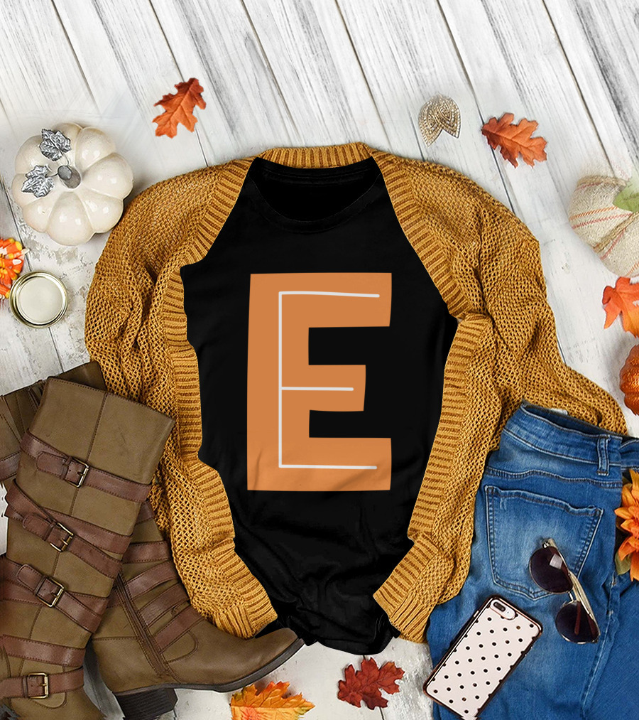 Letter E Forest Night Alphabet Orange T-Shirt