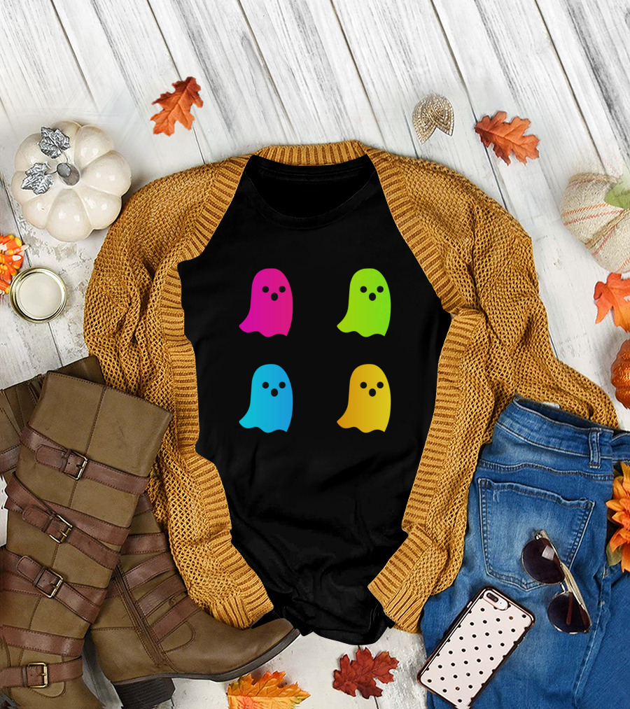 Spooky Colorful Ghost Quartet T-Shirt