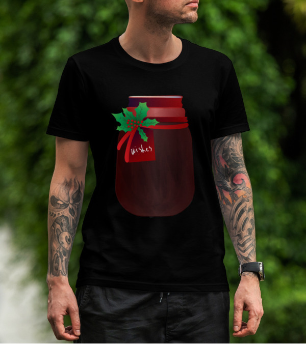 Wishes Christmas Jar With Holly Decoration T-Shirt