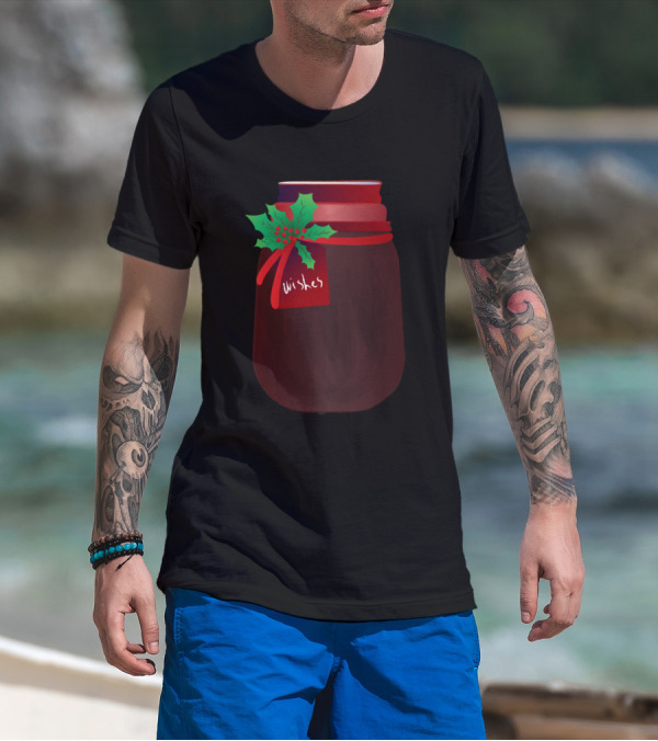 Wishes Christmas Jar With Holly Decoration T-Shirt