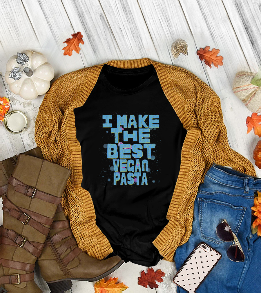 I Make The Best Vegan Pasta Bold Blue Text with Splatter Effect T-Shirt