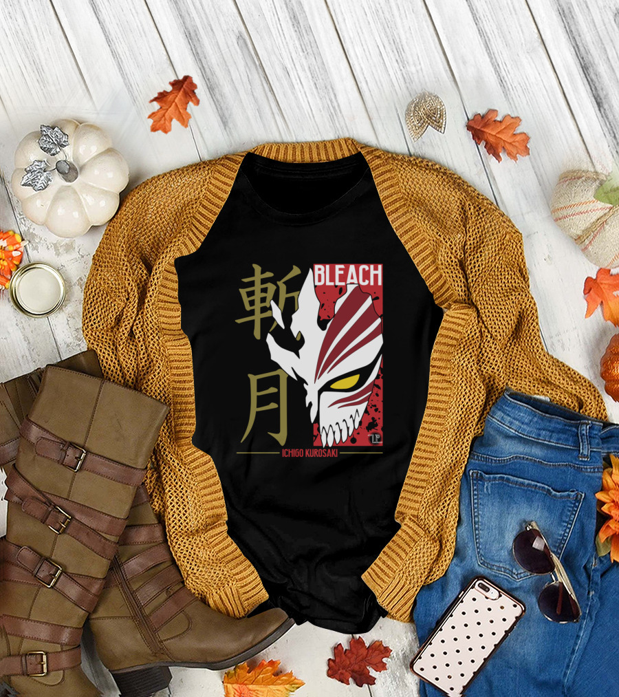 Bleach Ichigo Kurosaki Mask Kanji T-Shirt