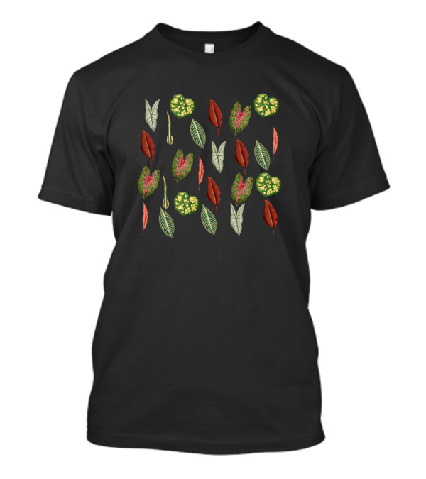 Leaf Pattern With Green, Red, And Multicolored Botanical Elements T-Shirt