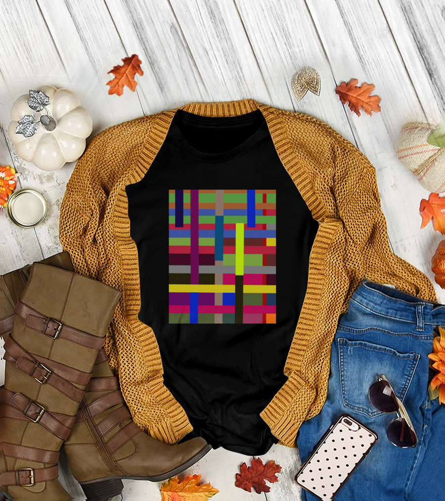 Lines Colors Abstract Pattern Geometric Stripes Multicolor Block T-Shirt