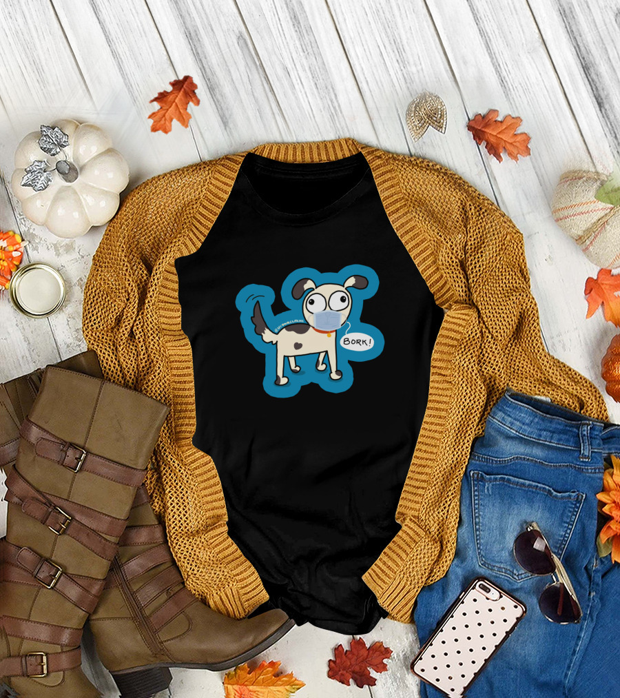 Merry Dogmas Merry Christmask Bork Dog Wearing Mask T-Shirt