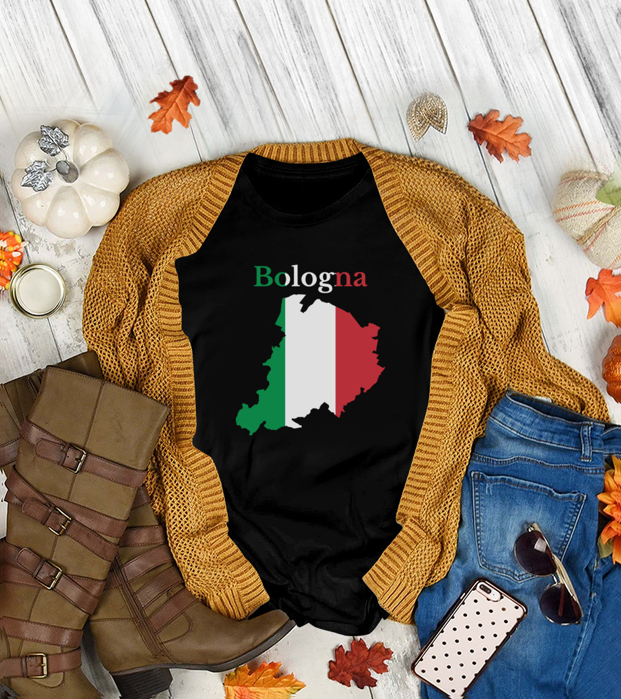 Bologna Italy Map with Italian Flag Colors T-Shirt