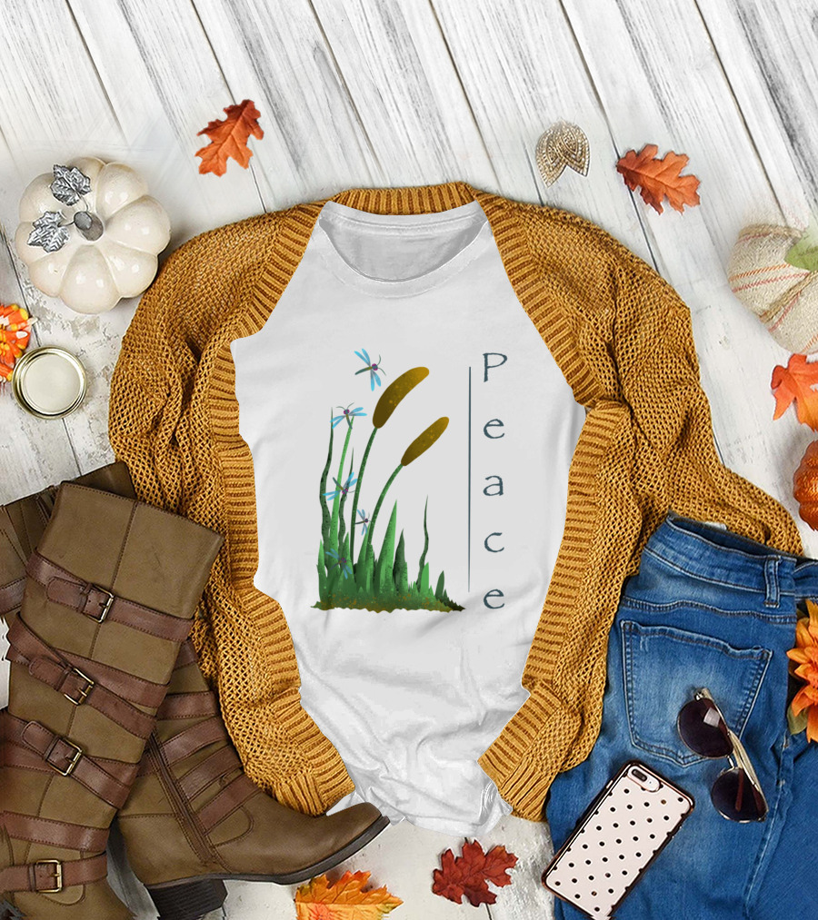 Peaceful Cattails And Dragonflies T-Shirt