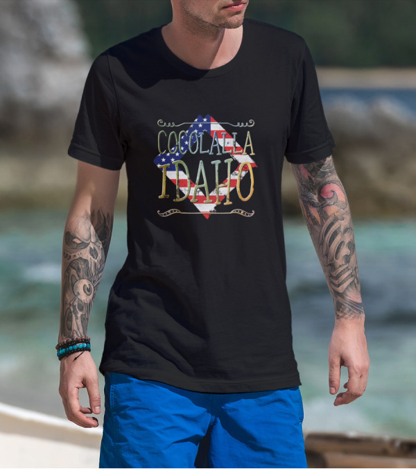 Cocolalla Idaho American Flag Background T-Shirt