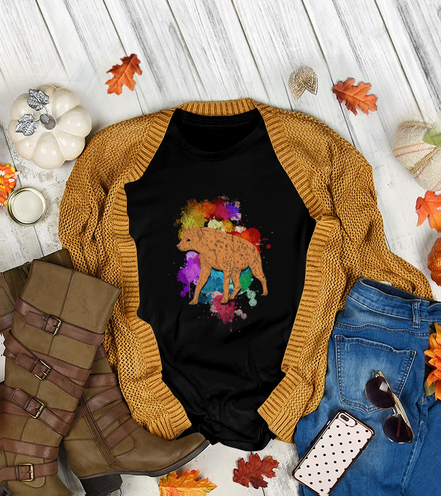 Color Splash Hyena Multicolor Paint Splatter T-Shirt