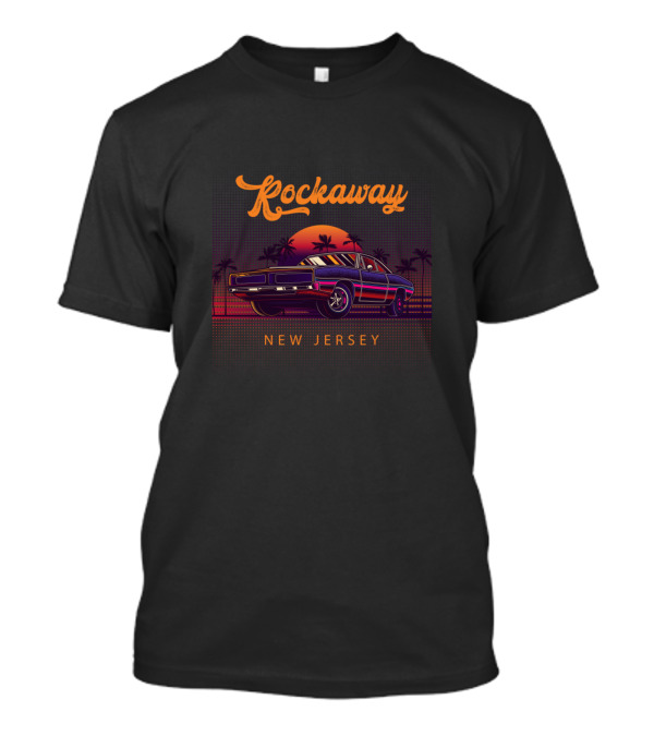 Rockaway New Jersey Vintage Muscle Car Sunset Beach Retro T-Shirt