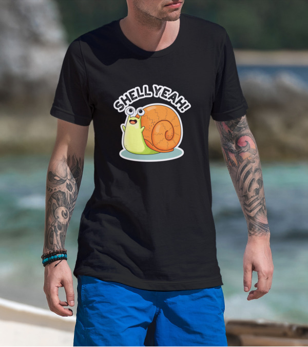 SHELL YEAH Cute Snail Pun Orange Shell T-Shirt