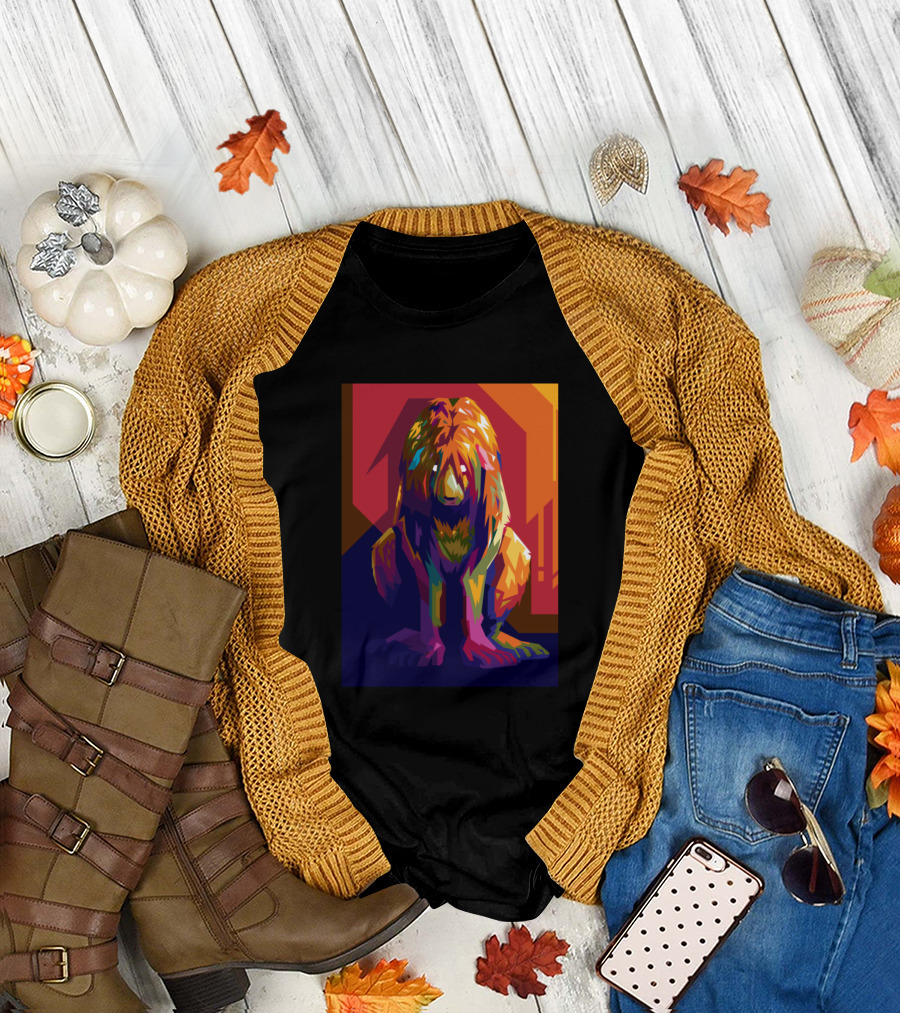 Nina Trucker Pop Colorful Abstract Lion T-Shirt