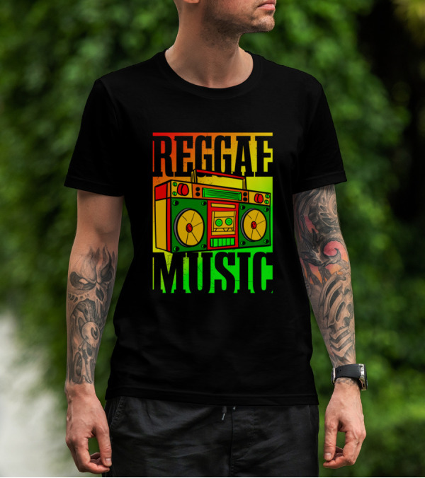 Reggae Music Boombox Vintage Jamaican Vinyls T-Shirt