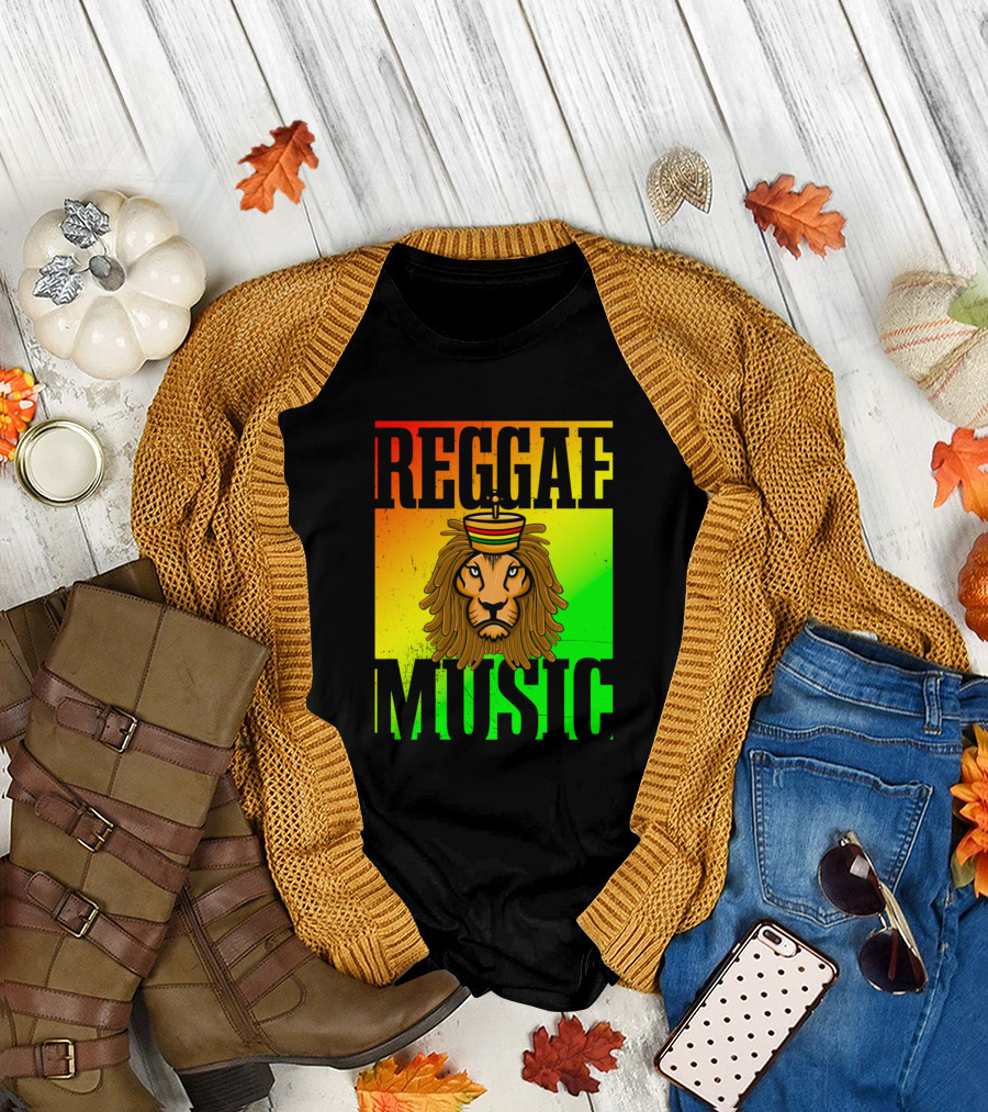 Reggae Music Lion of Judah with Rastafarian Colors T-Shirt