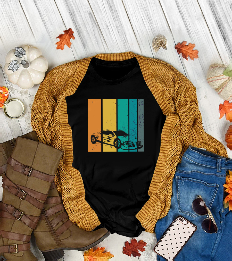 Motorsport R Sportwagenliebhaber Retro Color Stripes T-Shirt