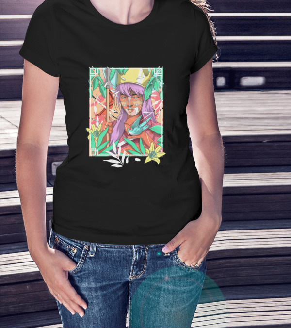 The Mime Warrior With Spear And Nature Elements T-Shirt