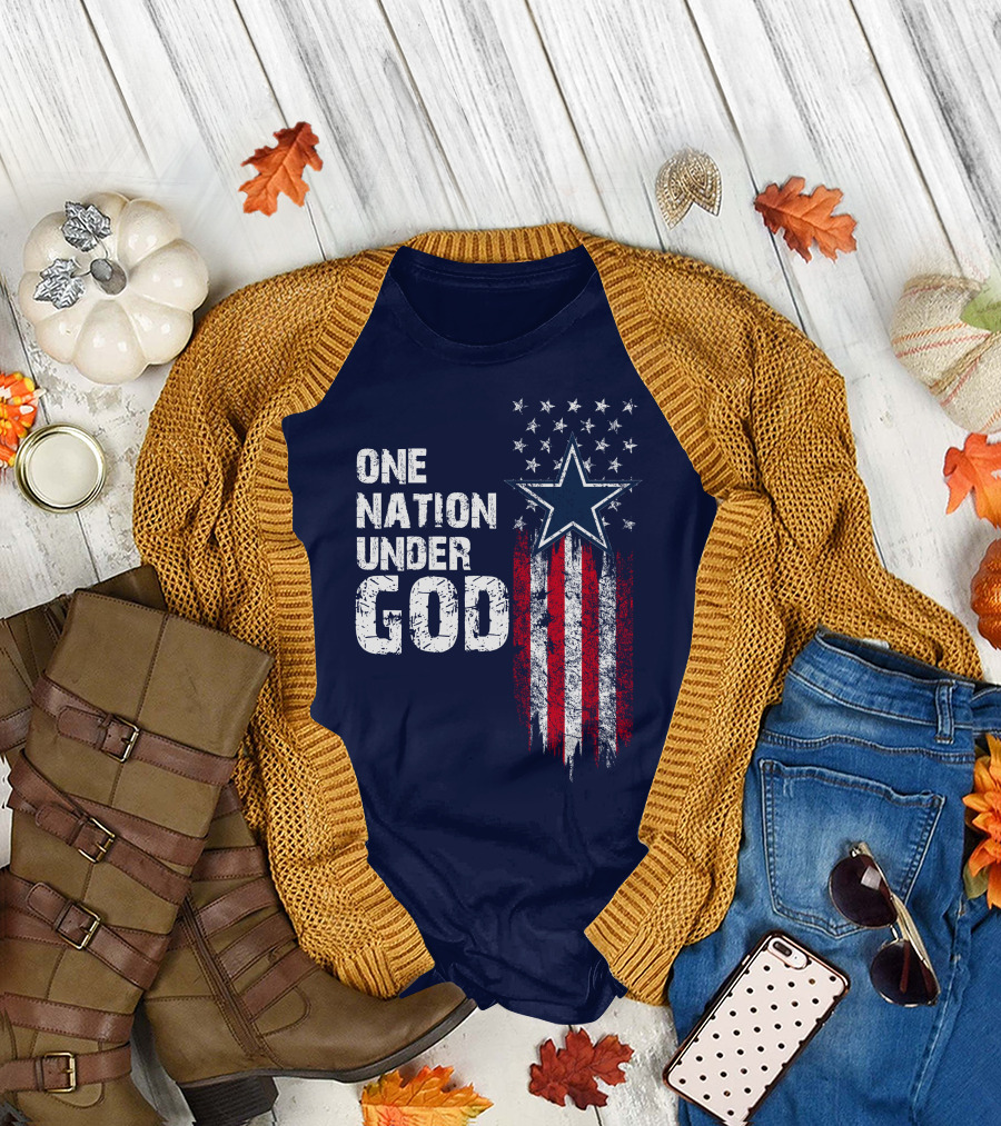 One Nation Under God Dallas Cowboys Star And Stripes T-Shirt
