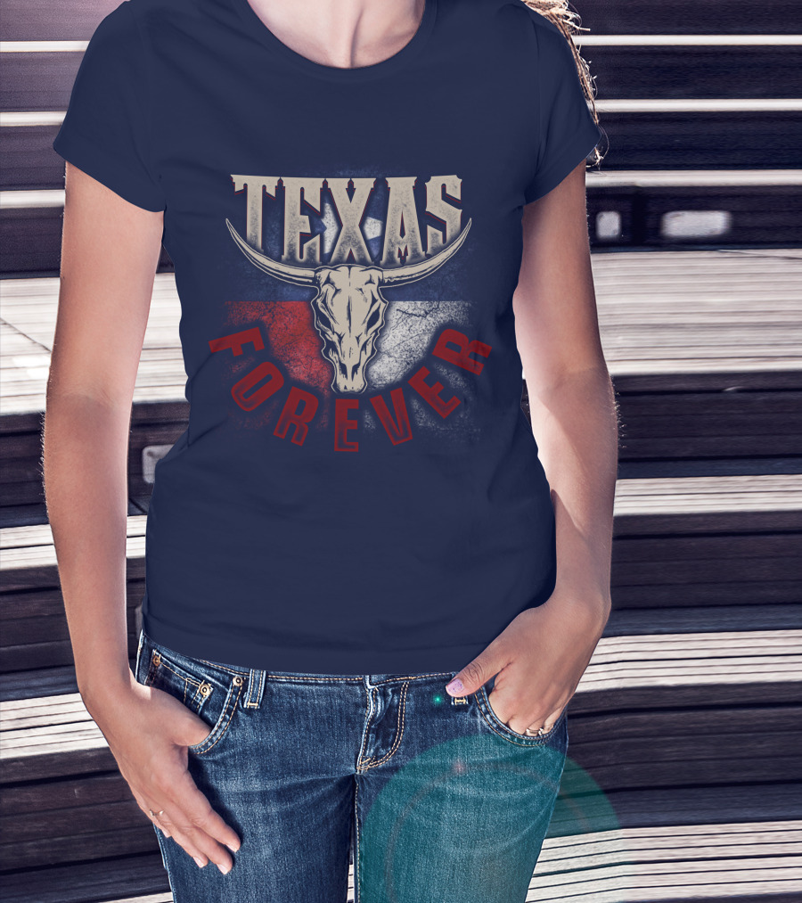 Texas Forever Longhorn Skull State Pride T-Shirt