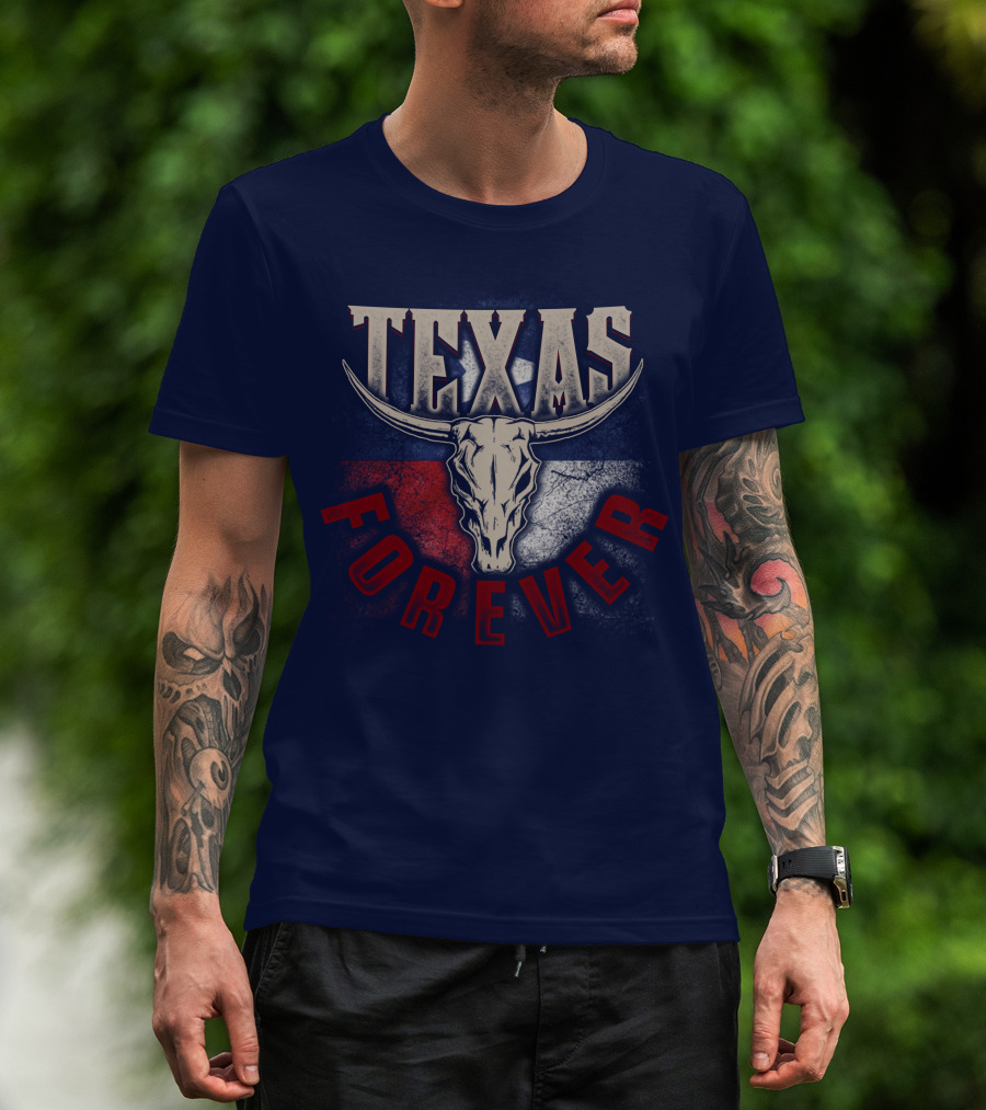 Texas Forever Longhorn Skull State Pride T-Shirt