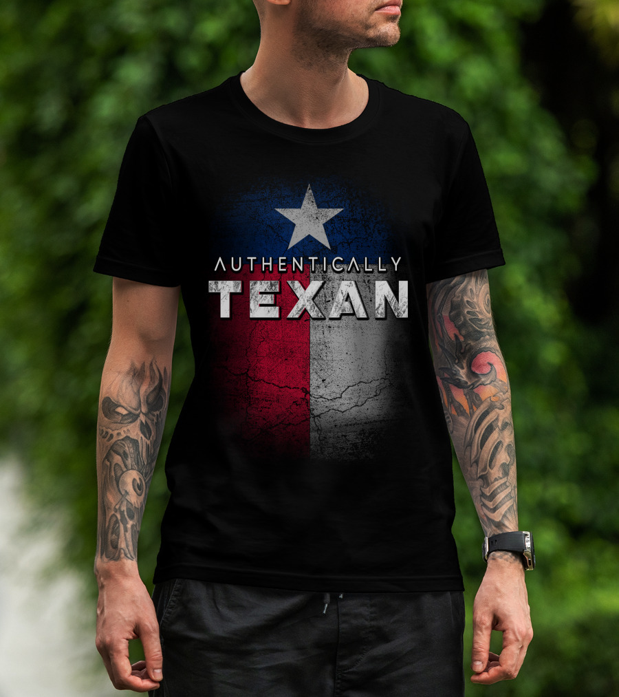 Authentically Texan Lone Star Flag Style T-Shirt