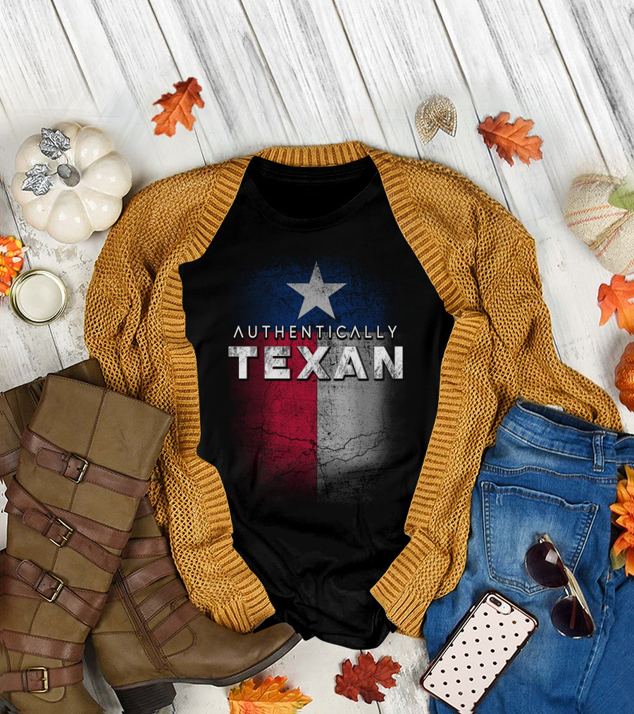 Authentically Texan Lone Star Flag Style T-Shirt