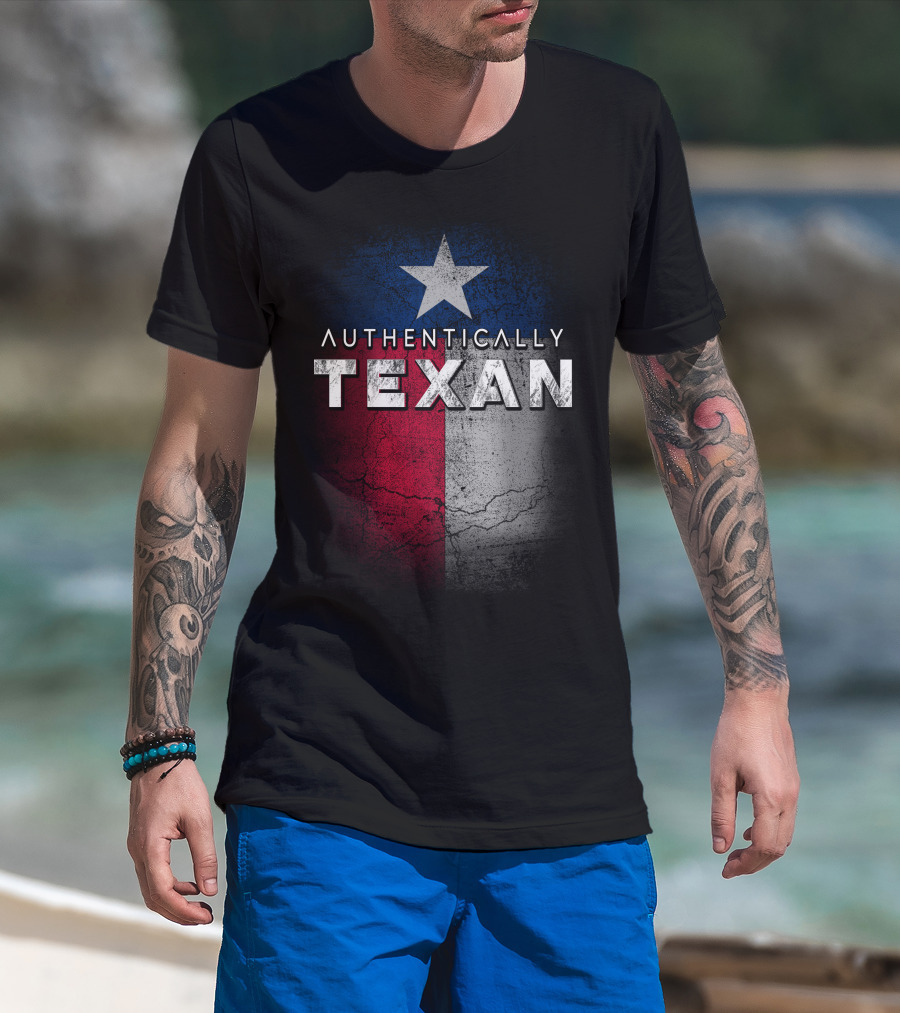 Authentically Texan Lone Star Flag Style T-Shirt
