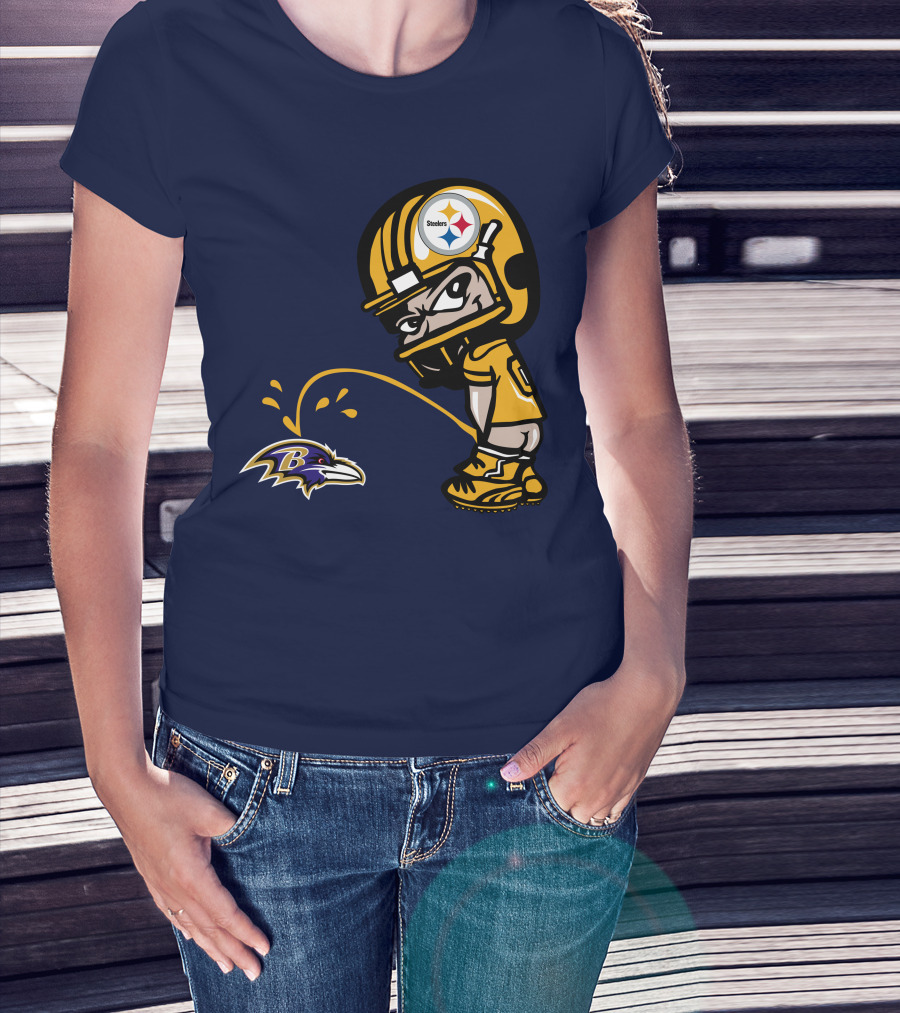 Steelers Vs. Ravens Rivalry Cartoon Helmet T-Shirt