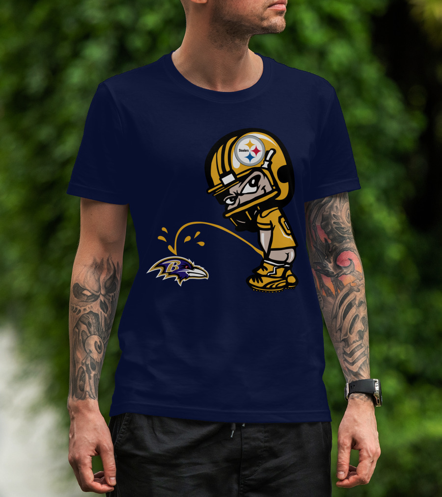 Steelers Vs. Ravens Rivalry Cartoon Helmet T-Shirt