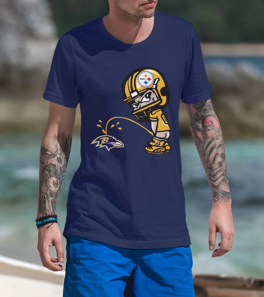 Steelers Vs. Ravens Rivalry Cartoon Helmet T-Shirt