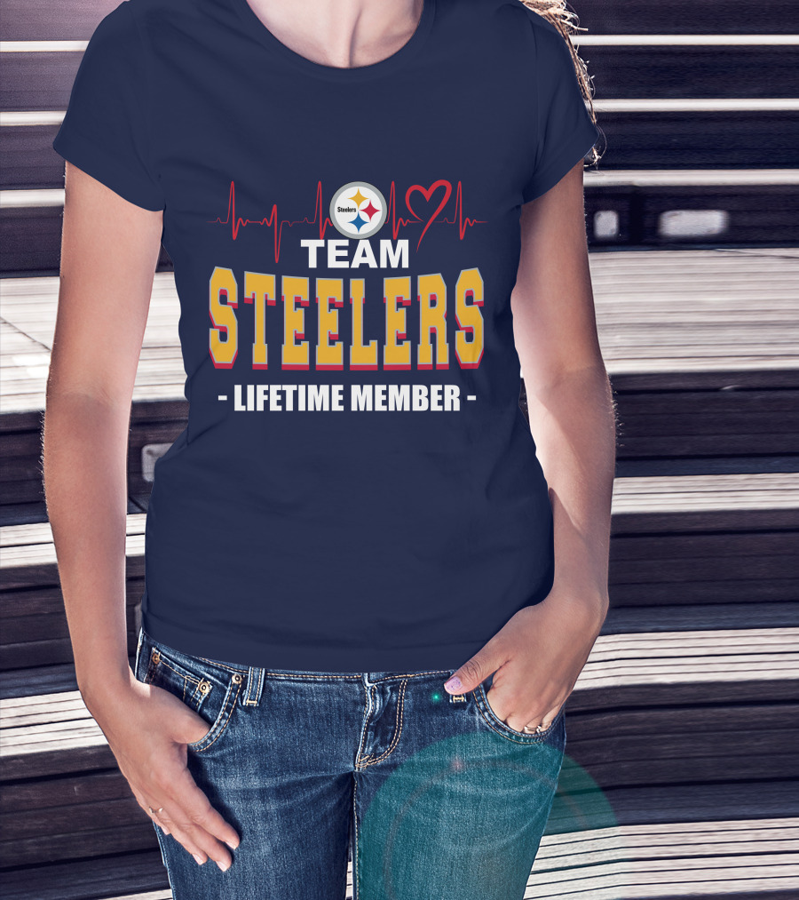 Team Steelers Lifetime Member Pittsburgh Steelers Heartbeat T-Shirt