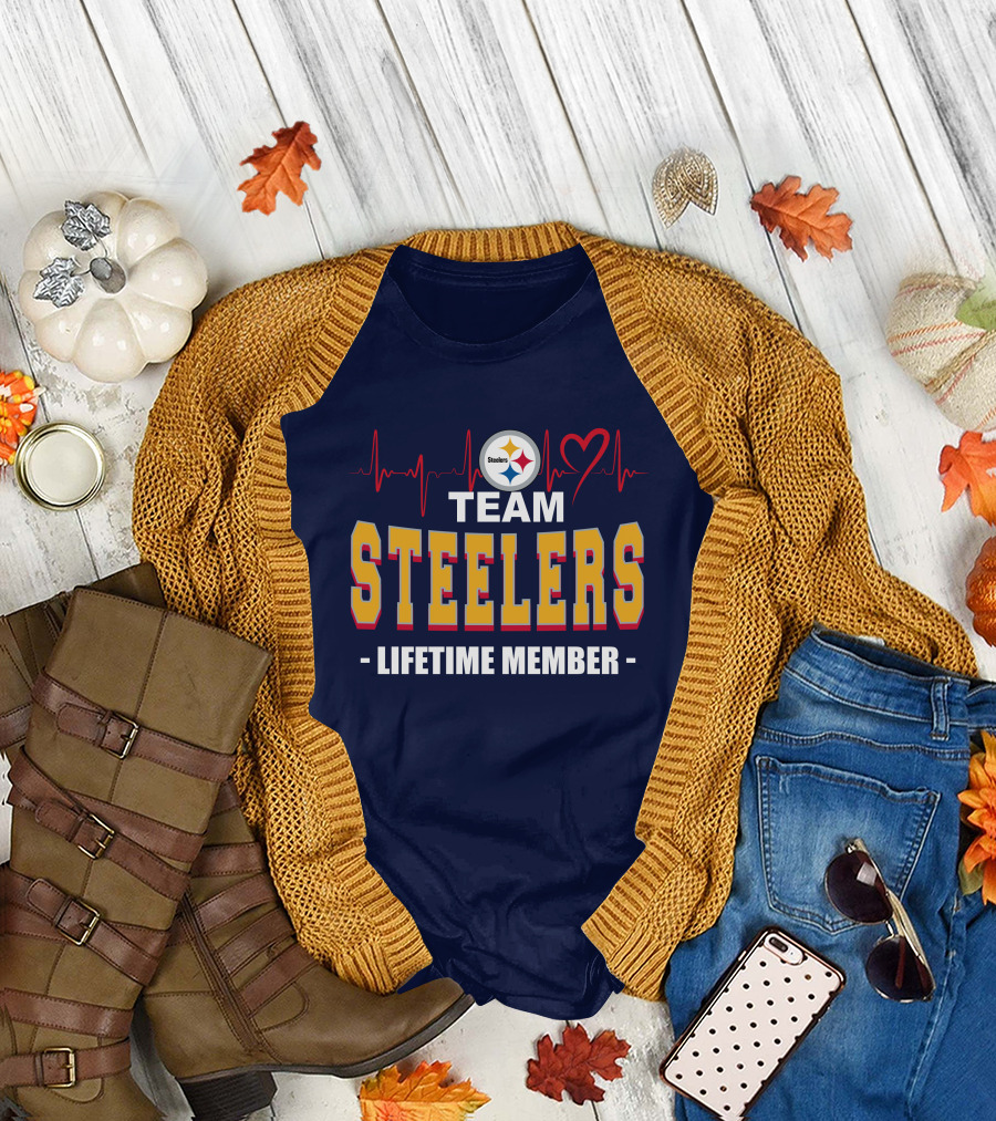 Team Steelers Lifetime Member Pittsburgh Steelers Heartbeat T-Shirt