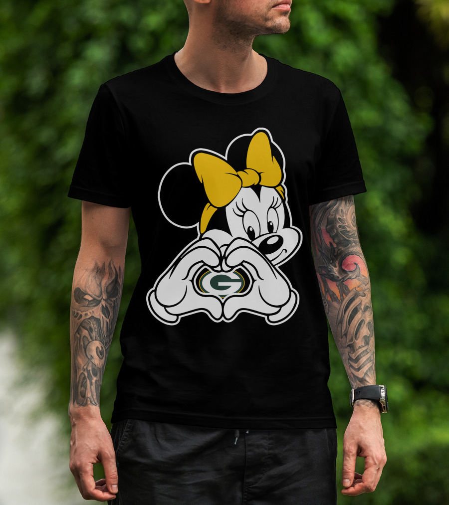 Minnie Mouse Green Bay Packers Heart Hands T-Shirt