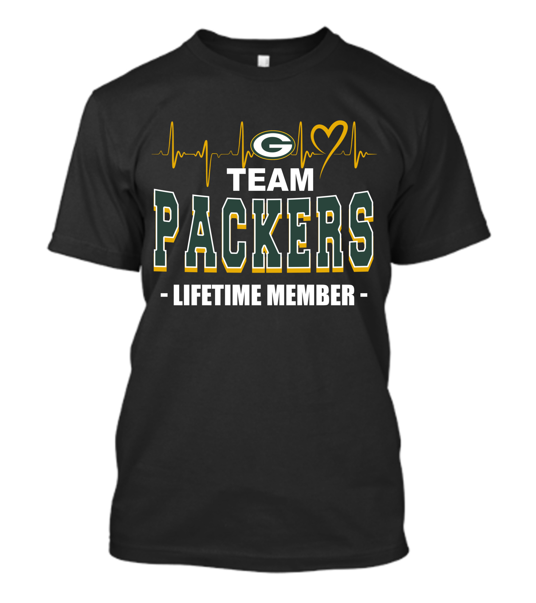 Team Packers Lifetime Member Green Bay Packers Heartbeat T-Shirt
