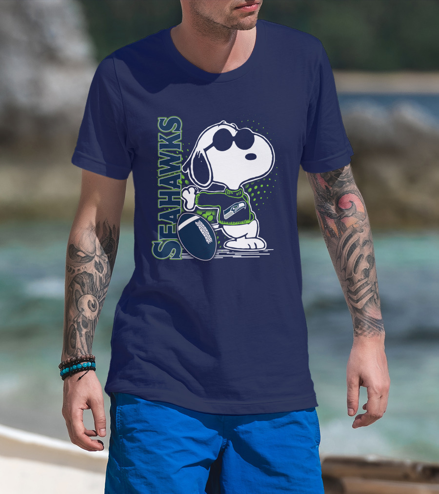 Seattle Seahawks Snoopy Football T-Shirt