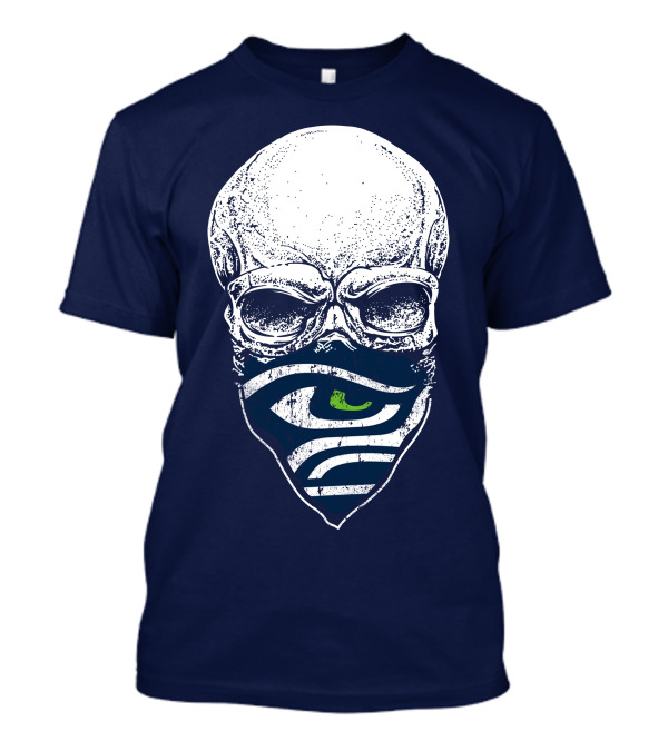 Seattle Seahawks Skull Bandana Logo Face T-Shirt