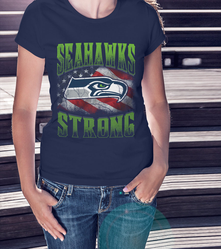 Seattle Seahawks Strong American Flag T-Shirt