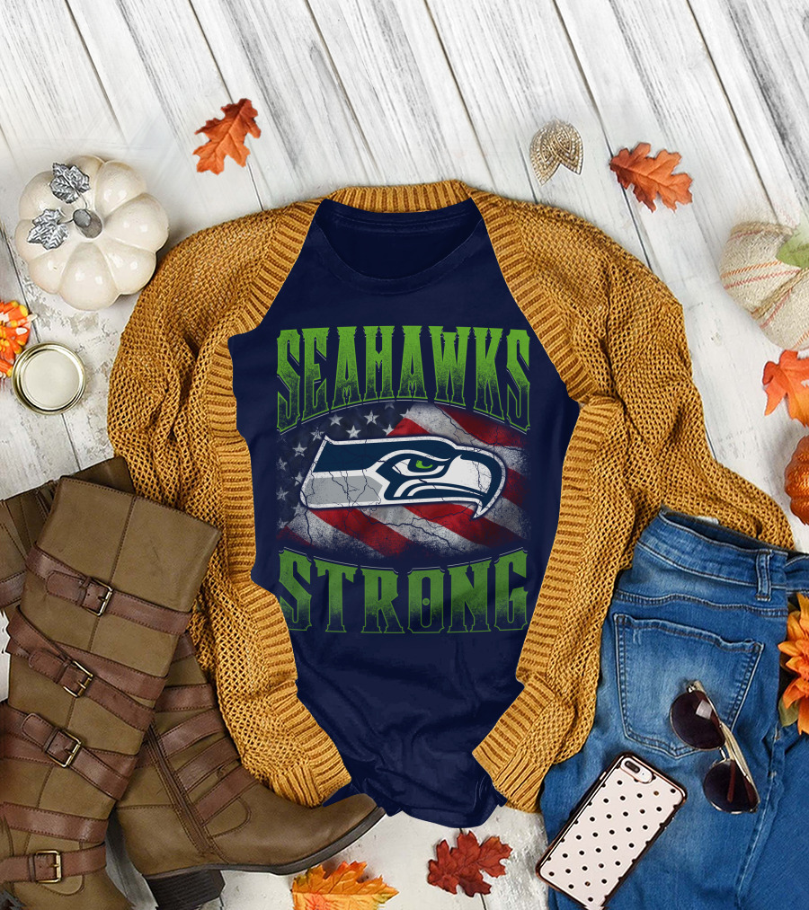 Seattle Seahawks Strong American Flag T-Shirt