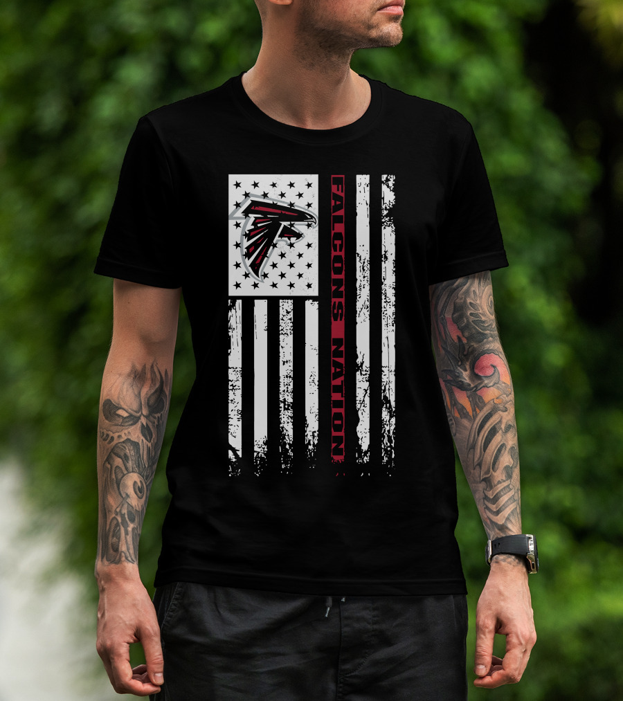 Falcons Nation Atlanta Falcons Logo Flag Stars And Stripes T-Shirt
