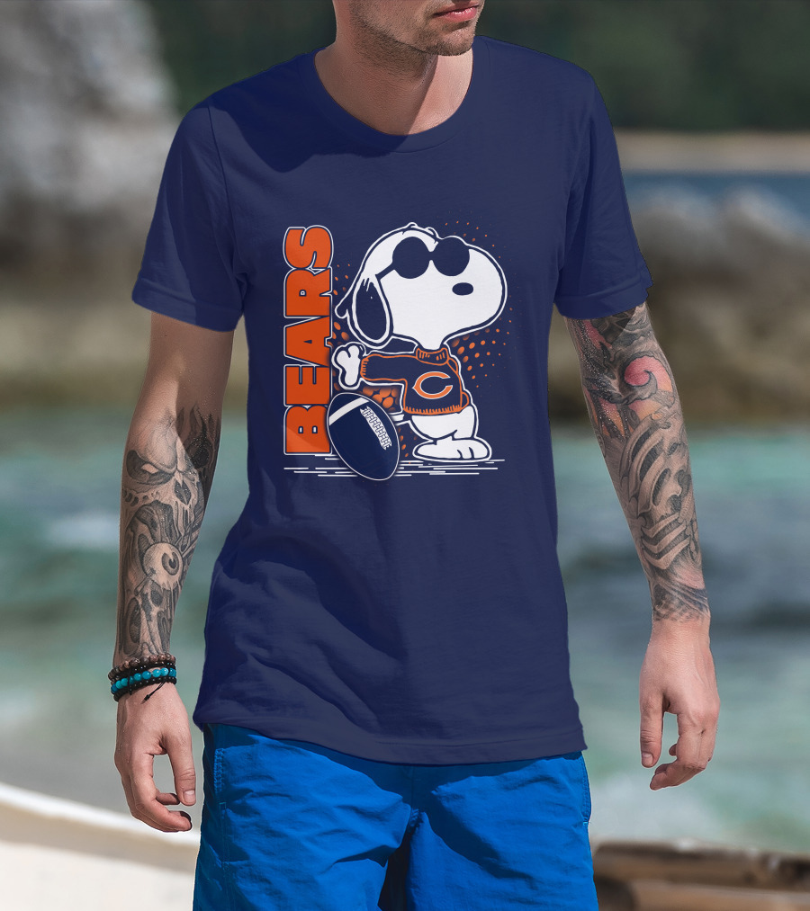 Chicago Bears Snoopy Football Sweater And Sunglasses T-Shirt