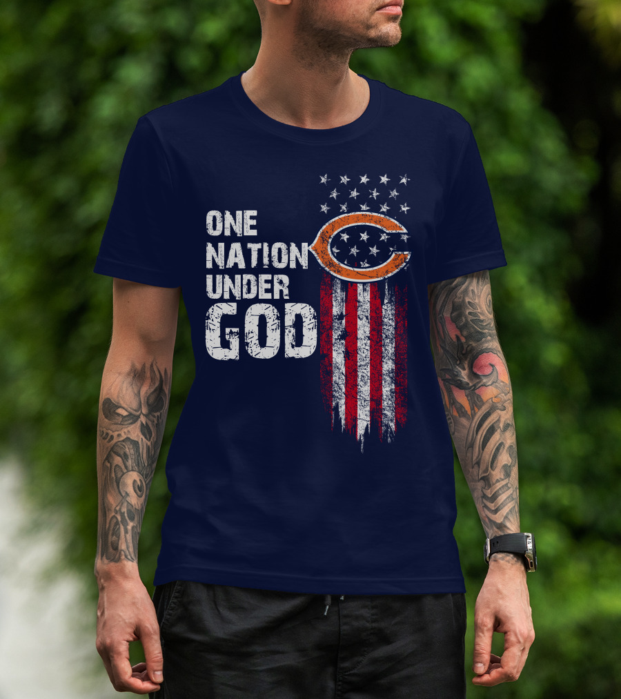 One Nation Under God Chicago Bears American Flag T-Shirt