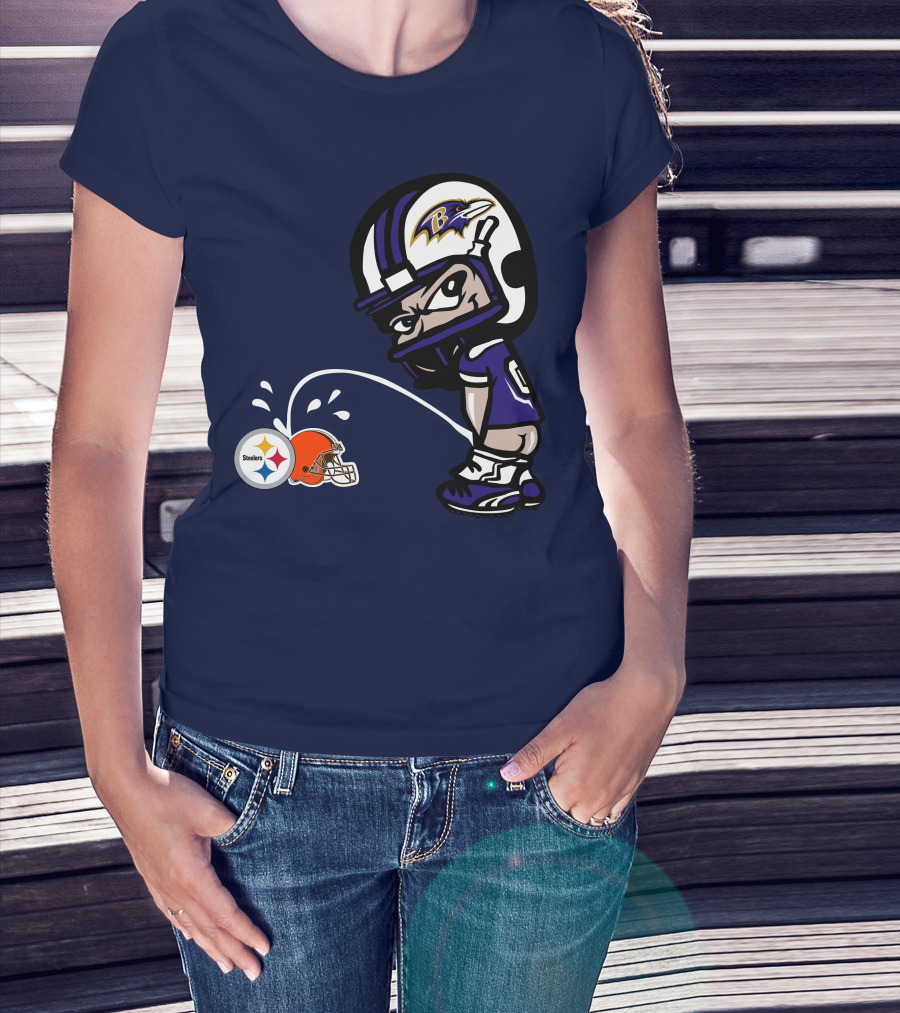 Baltimore Ravens Rivalry Mock Pittsburgh Steelers Cleveland Browns Helmets T-Shirt