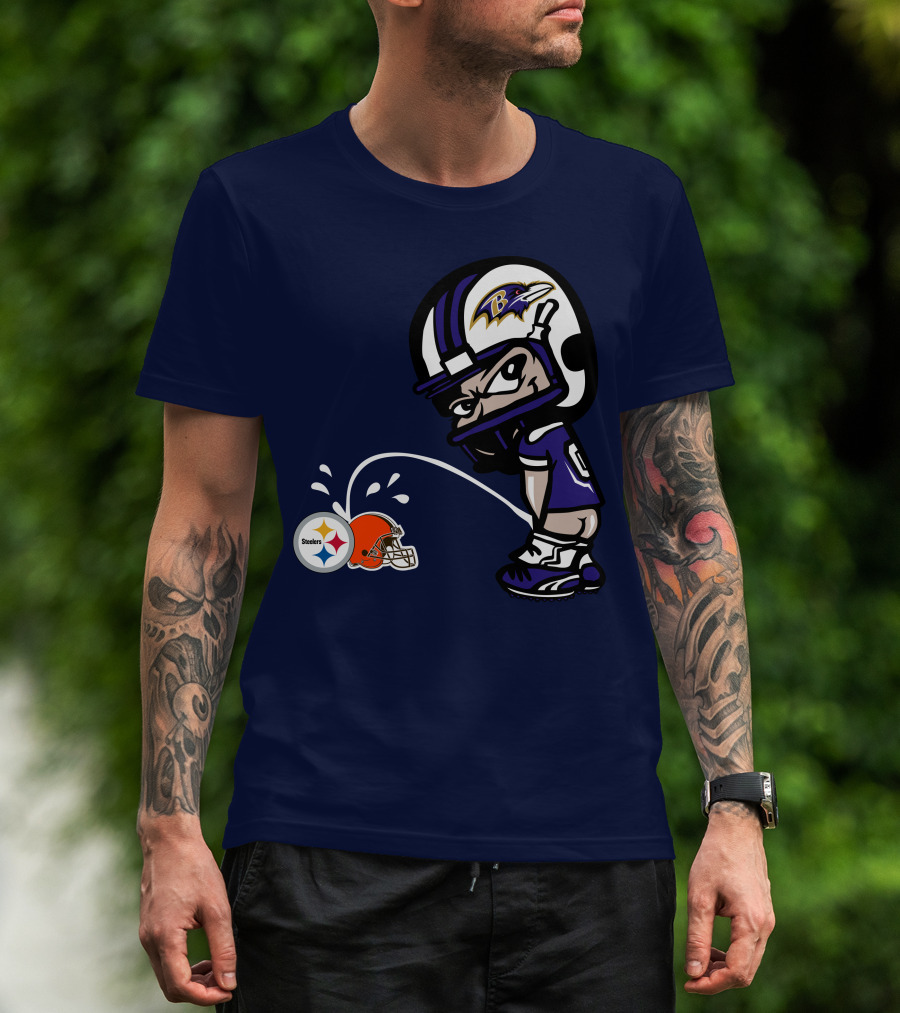 Baltimore Ravens Rivalry Mock Pittsburgh Steelers Cleveland Browns Helmets T-Shirt