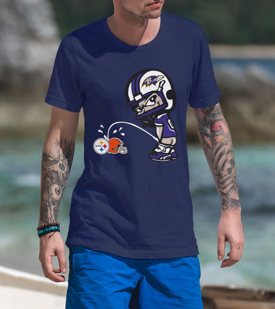 Baltimore Ravens Rivalry Mock Pittsburgh Steelers Cleveland Browns Helmets T-Shirt