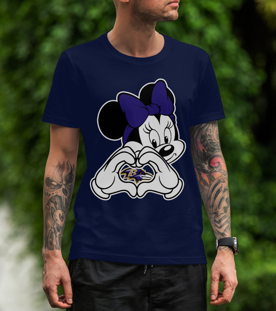 Baltimore Ravens Minnie Mouse Heart Hands T-Shirt
