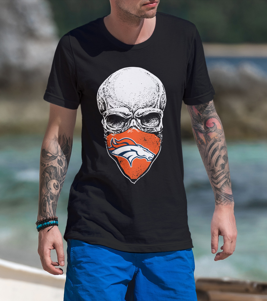 Denver Broncos Skull Logo Bandana T-Shirt