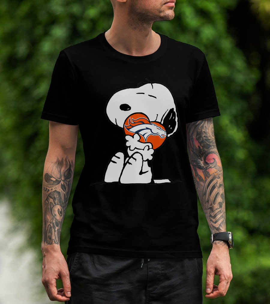 Snoopy Hugging Denver Broncos Football T-Shirt