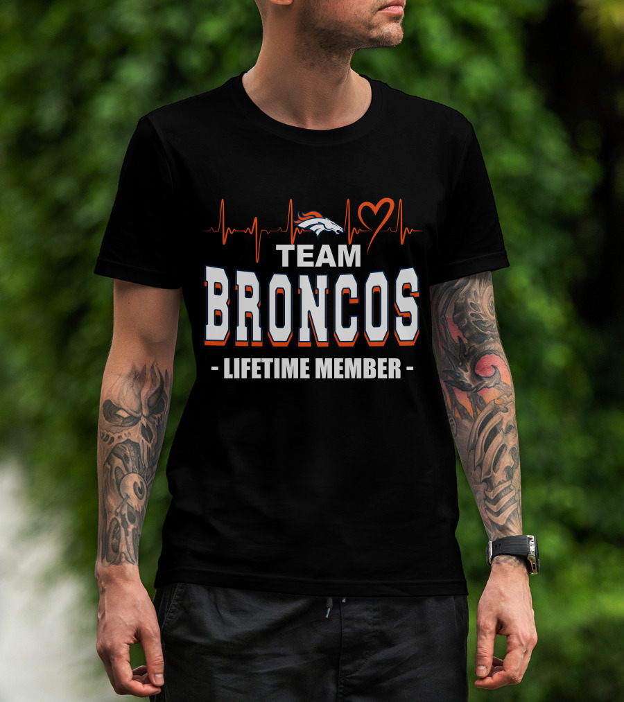 Team Broncos Lifetime Member Heartbeat T-Shirt
