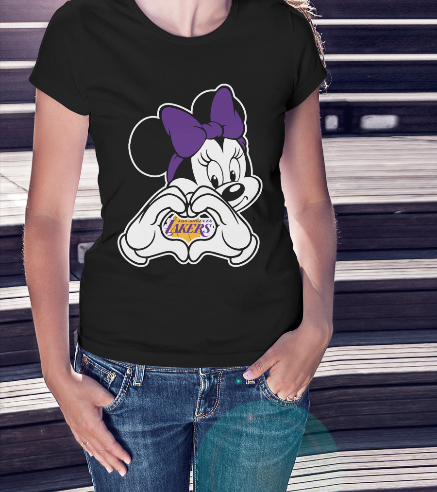 Los Angeles Lakers Minnie Mouse Heart Hands T-Shirt